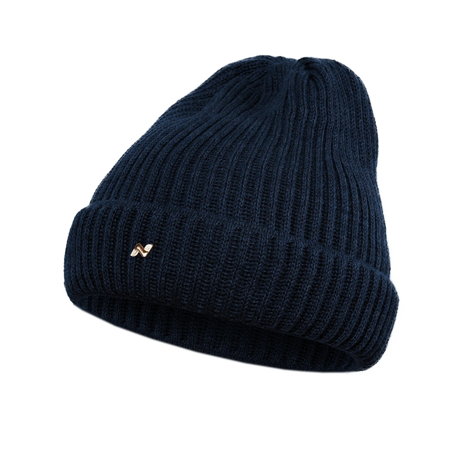 Merino Strickmütze in navy