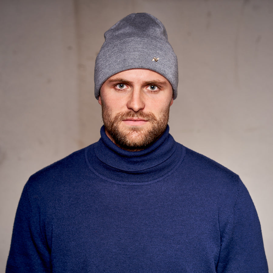 Merino Beanie in hellgrau