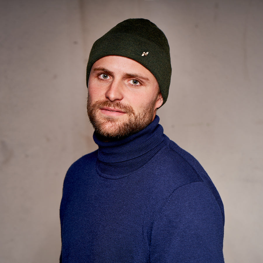Merino Beanie in olivgrün