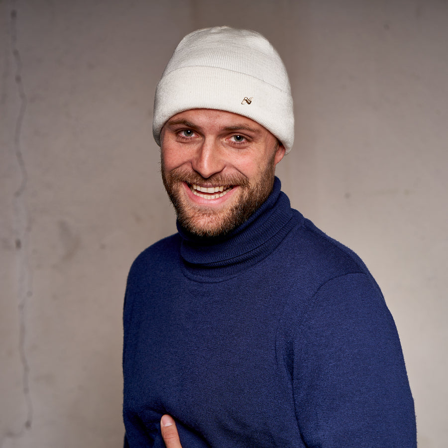 Merino Beanie in wollweiß