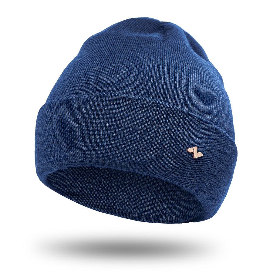 Merino Beanie in jeansblau