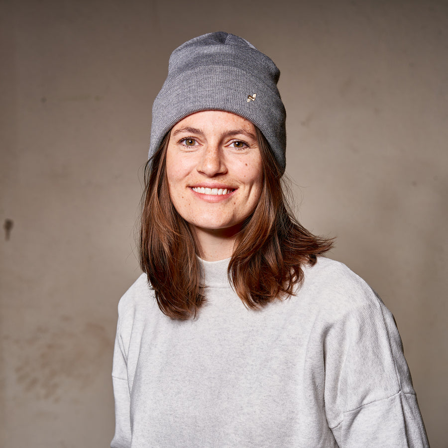 Merino Beanie in hellgrau