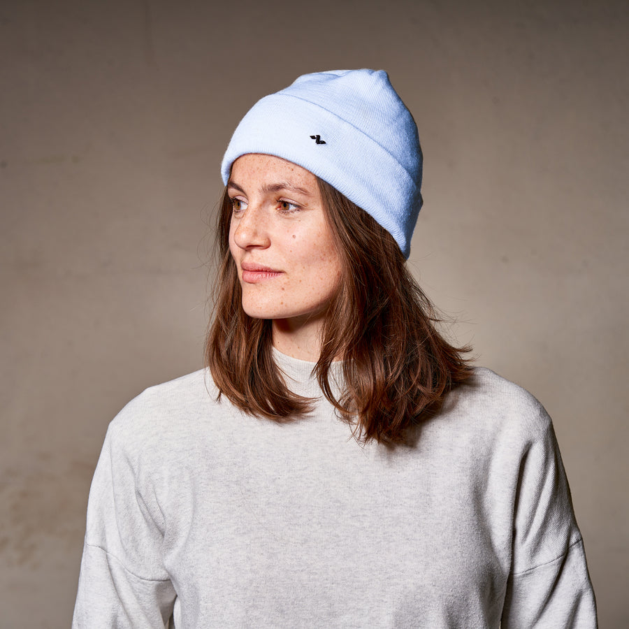 Merino Beanie in hellblau