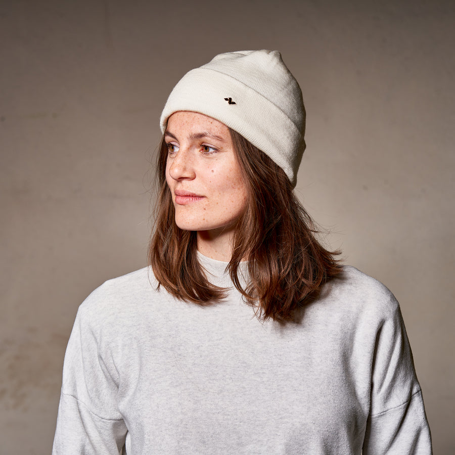 Merino Beanie in wollweiß