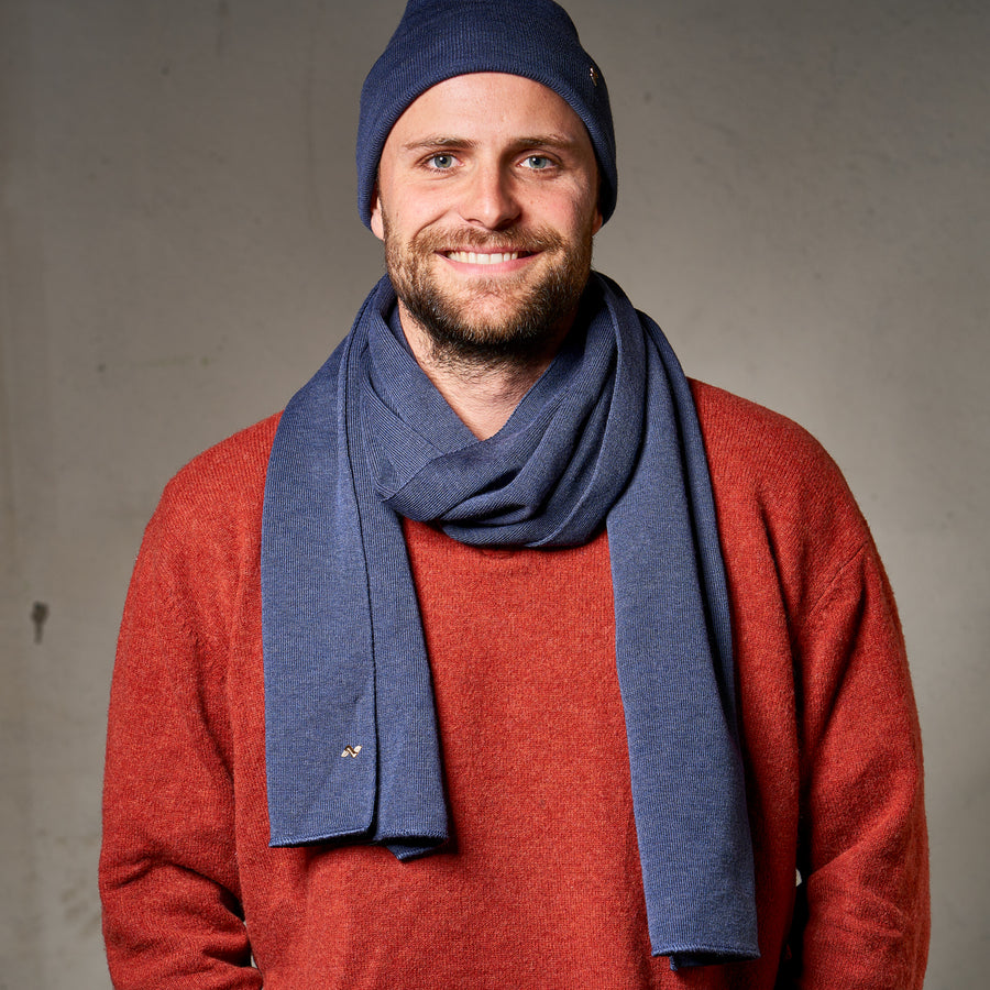 Merino Schal in jeansblau