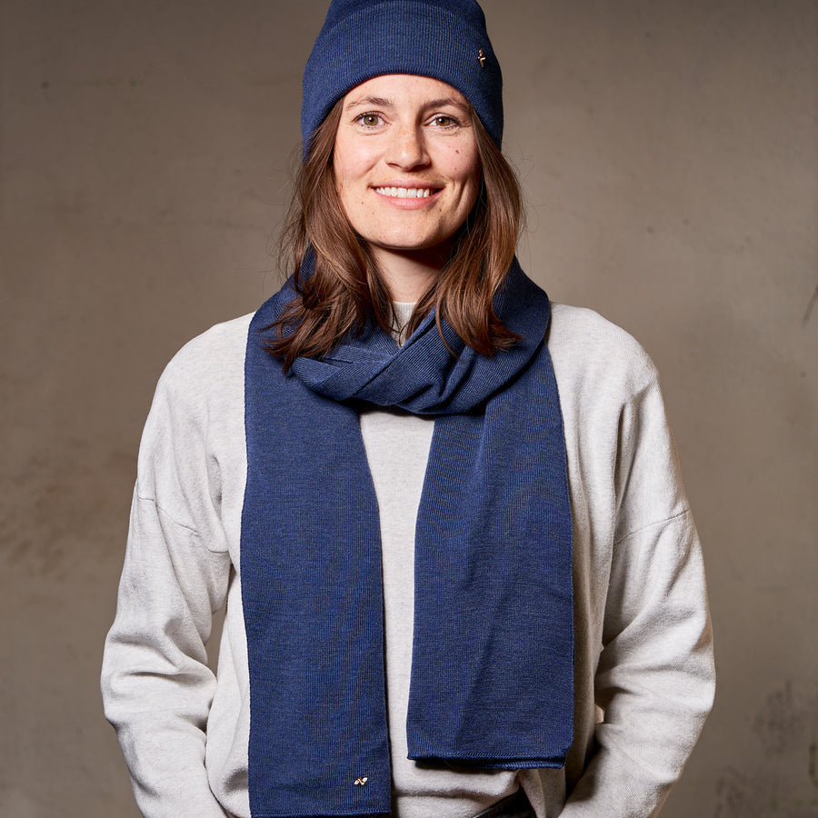 Merino Schal in jeansblau