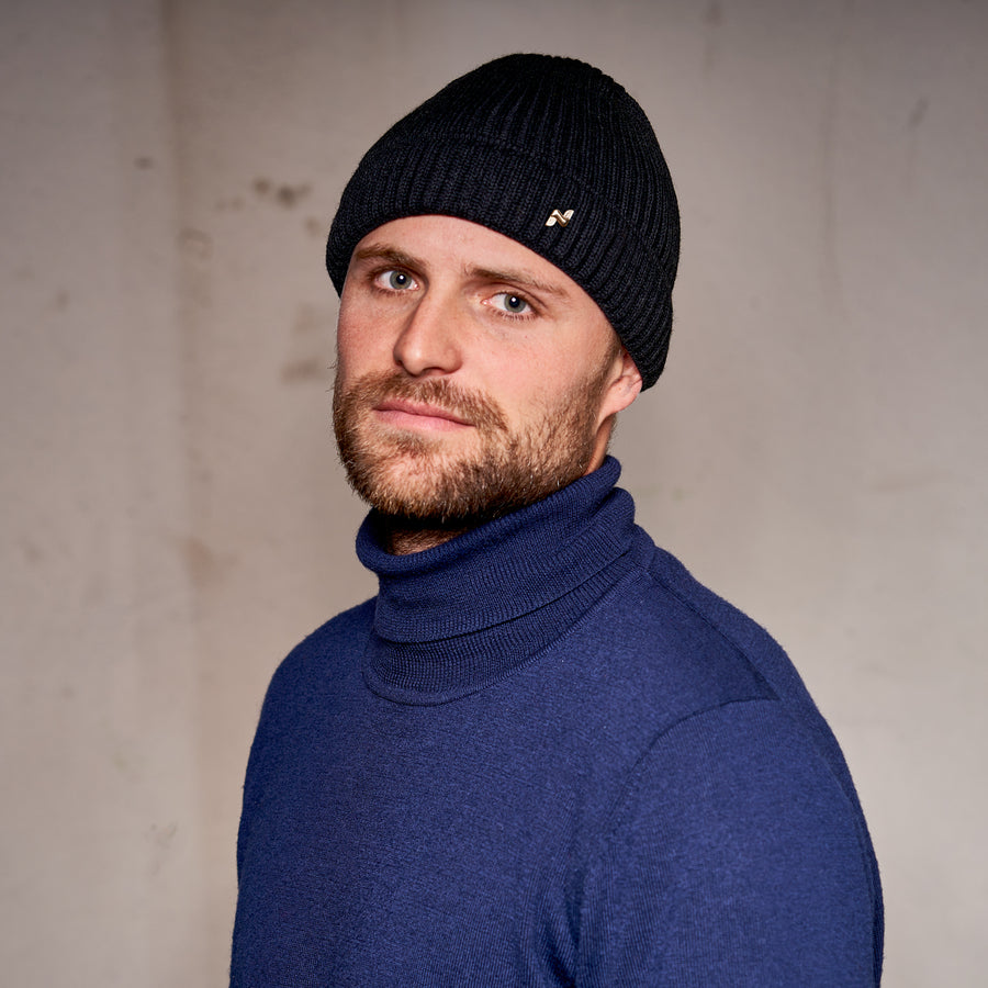Merino Strickmütze in anthrazit