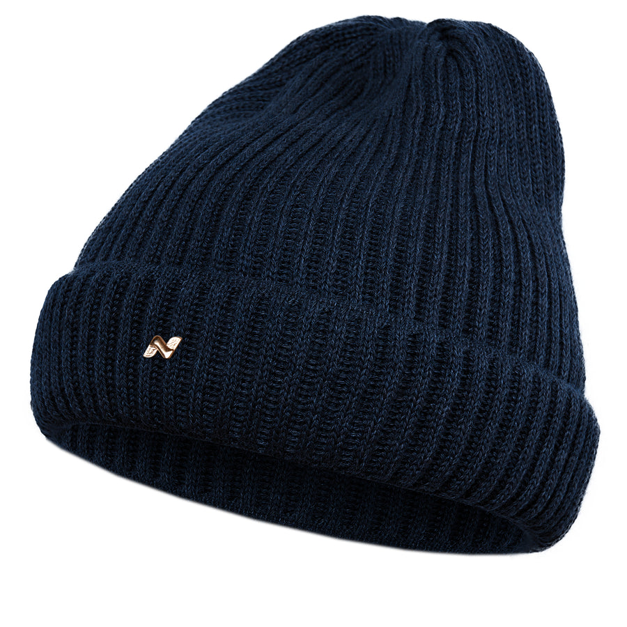 Merino Strickmütze in navy