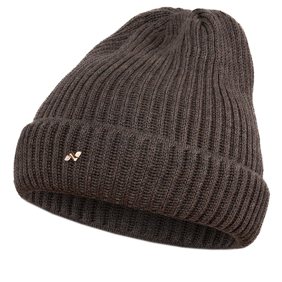 Merino Strickmütze in taupe