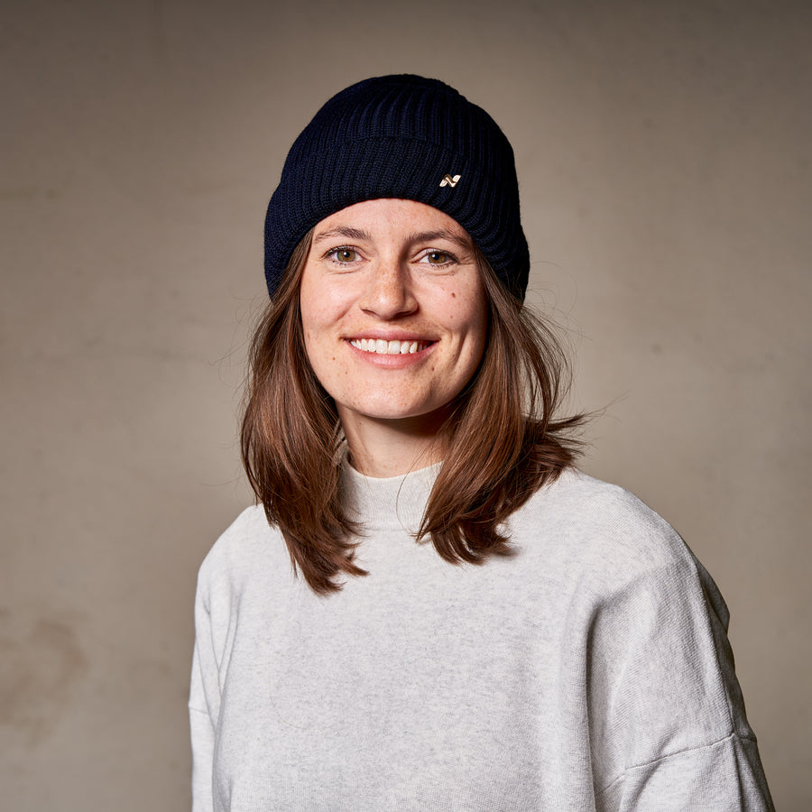 Merino Strickmütze in navy